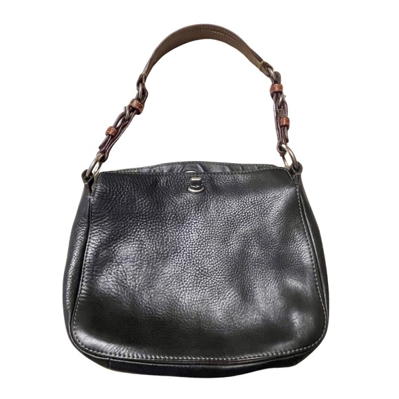 Vintage Coach Leather Shoulder Bag Black Brown Purse Twist lock - Picture 8 of 8